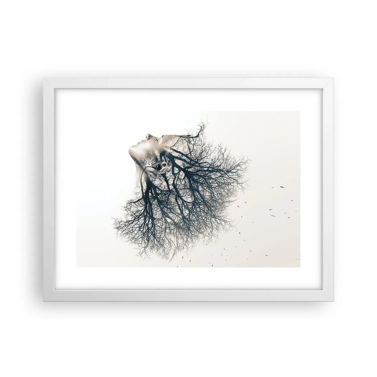 Poster in einem weißen Rahmen - Dem Rauschen der Bäume lauschen - 40x30 cm