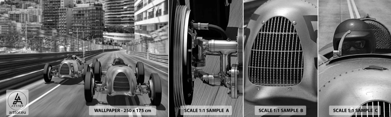 Fototapeten Muster Selbstklebend Deluxe Sticker - Vor langer Zeit in Monte Carlo - Automobil, Wettrennen, Jahrgang - 100x30 cm