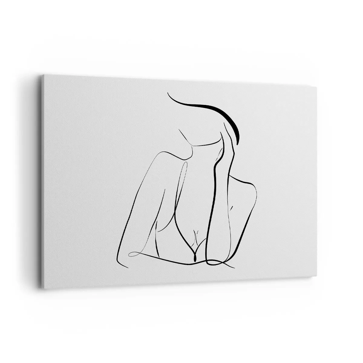 Bild auf Leinwand - Leinwandbild - Eine zarte Skizze einer weiblichen Silhouette im minimalistischen Stil - 100x70cm - Auf der Traumwelle - Moderne Wanddekoration für Wohnzimmer und Schlafzimmer ARTTOR