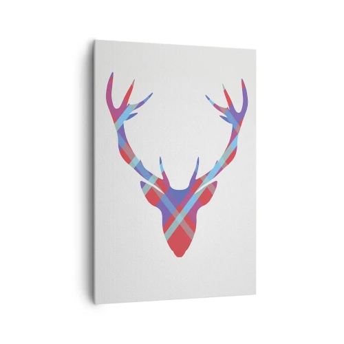 Bild auf Leinwand - Leinwandbild - Geometrisches Bild eines Hirsches auf hellem Hintergrund - 70x100cm - Schottischer Hirsch - Moderne Wanddekoration für Wohnzimmer und Schlafzimmer ARTTOR