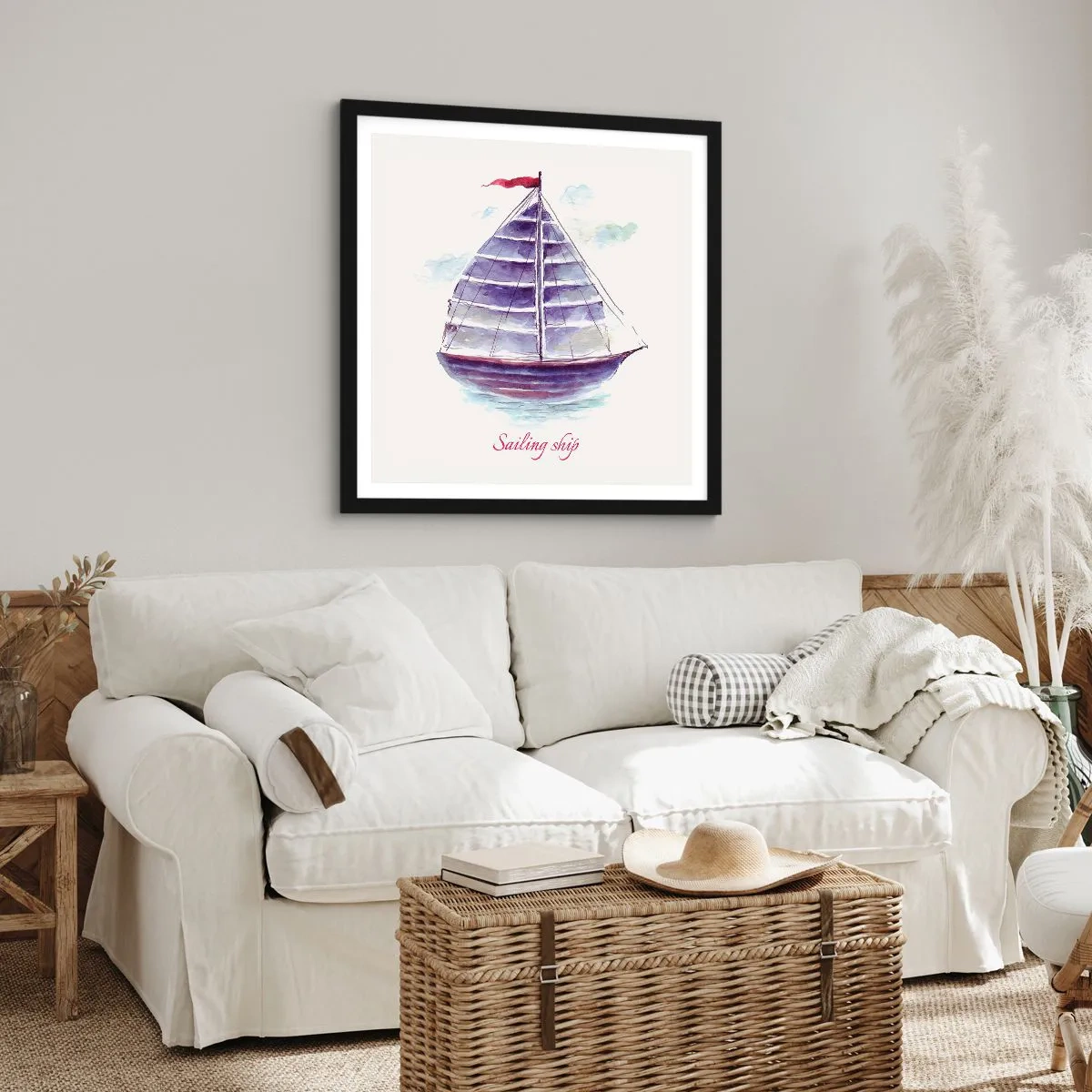 Poster in einem schwarzem Rahmen - Volle Segel und ruhiges Wasser - 60x60 cm