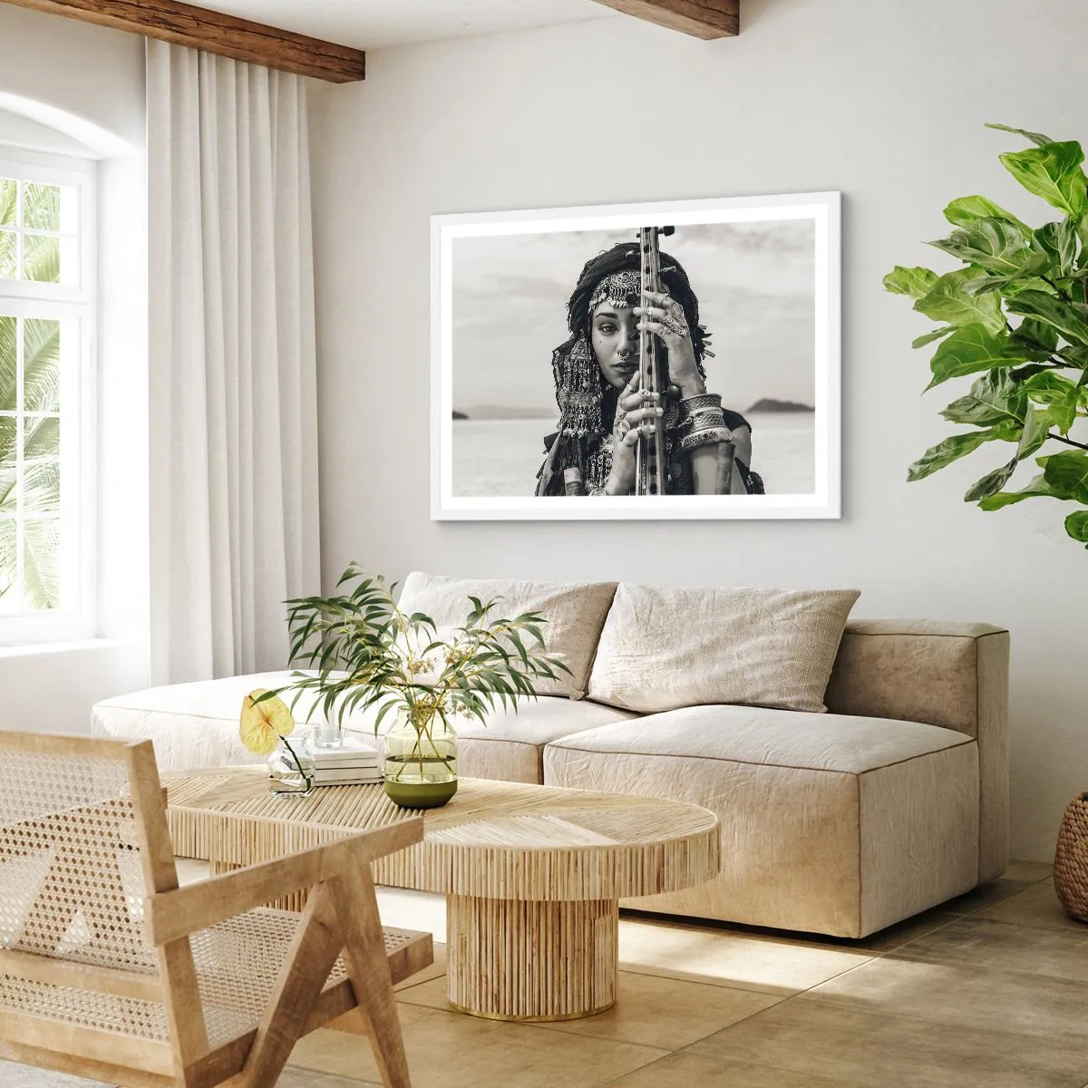 Poster in einem weißen Rahmen - Die Musik des Orients selbst - 70x50 cm