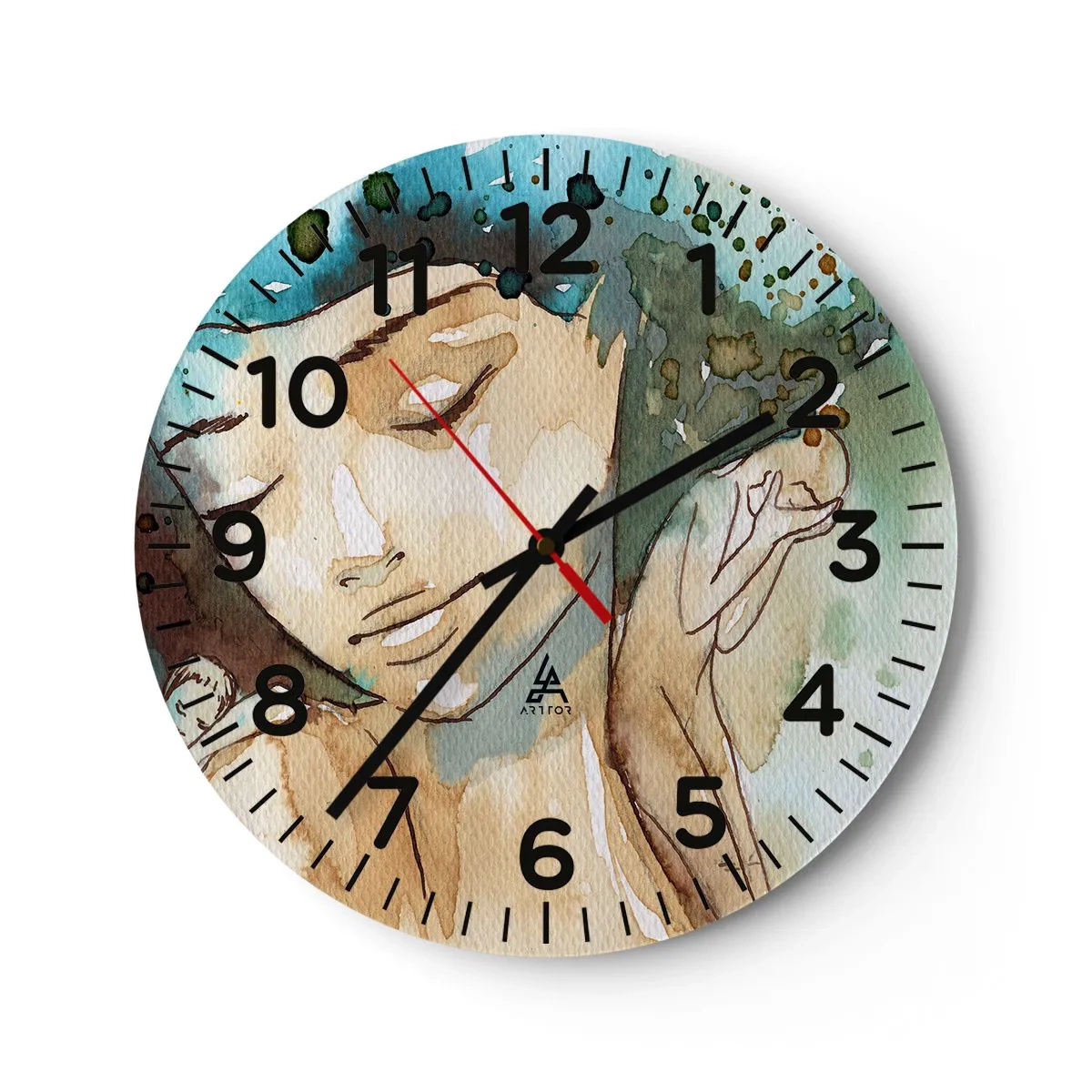 Wanduhr - Glasuhr - Dame in Blau - 40x40 cm