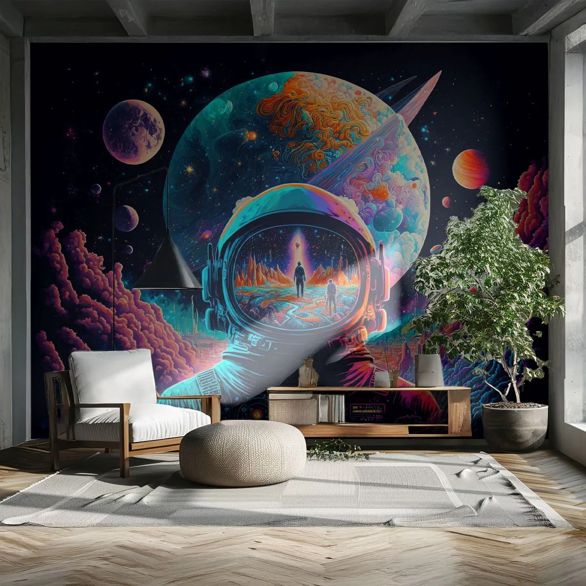 Fototapete Premium Sand - Philosophen haben nicht davon geträumt - Astronaut, Futuristisch, Kosmos - 200x140 cm