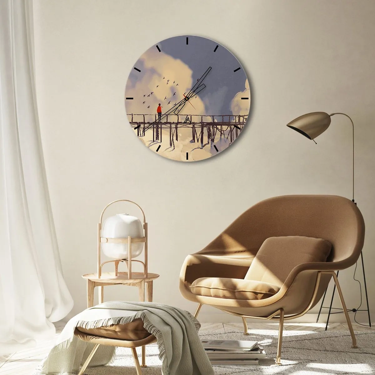 Wanduhr - Glasuhr - Blaue Sehnsucht - 40x40 cm