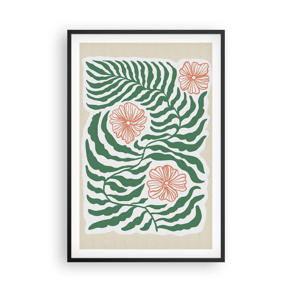 Poster in einem schwarzem Rahmen - Aufgeblüht in Grün - 61x91 cm