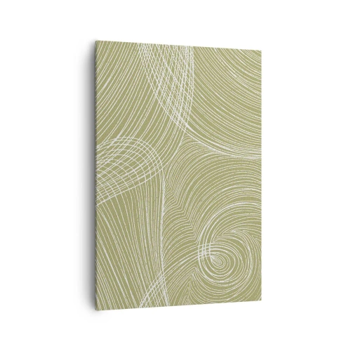 Bild auf Leinwand - Leinwandbild - Grüne und weiße Linien in einer abstrakten Komposition - 70x100cm - Komplizierte Abstraktion in Weiß - Moderne Wanddekoration für Wohnzimmer und Schlafzimmer ARTTOR
