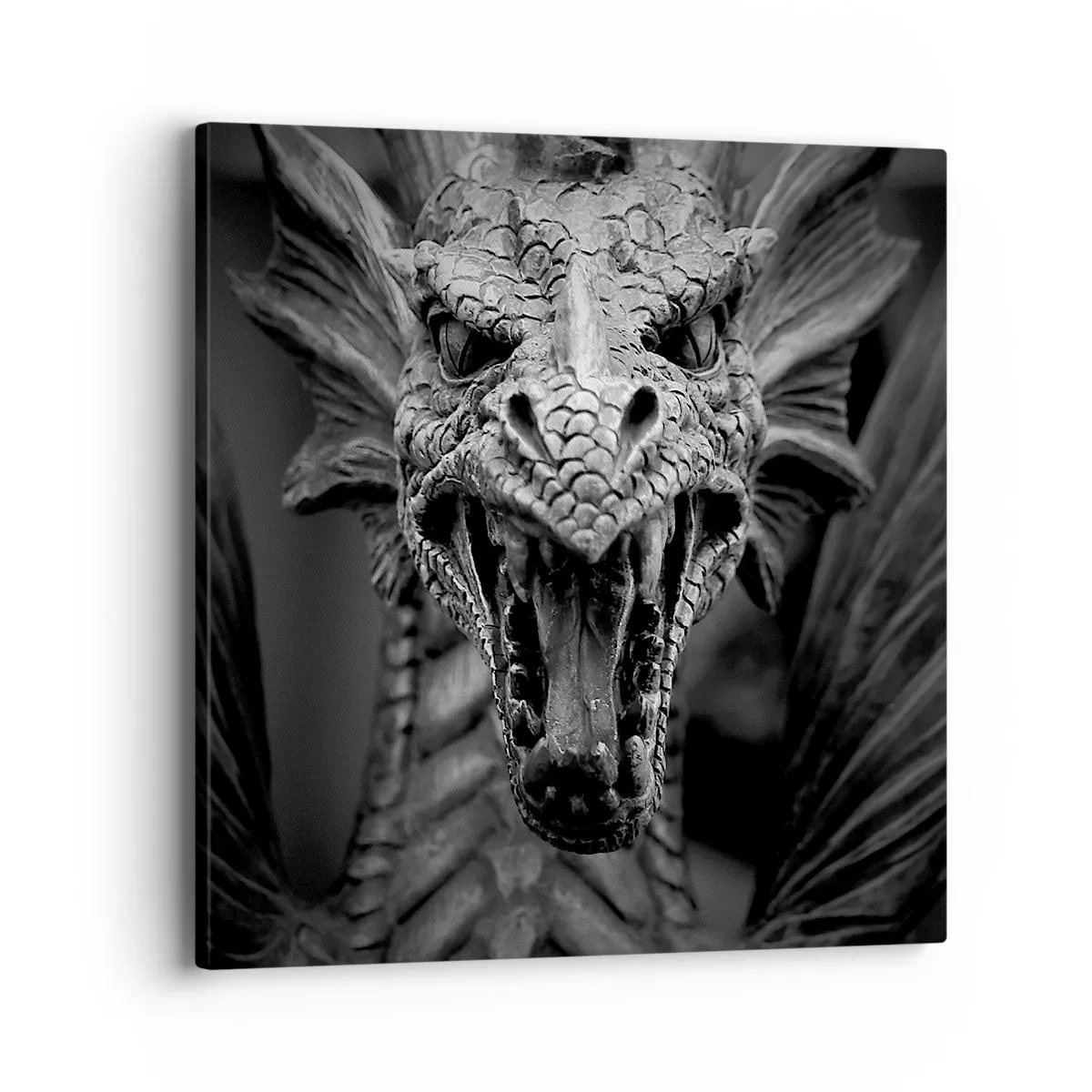 Bild auf Leinwand - Leinwandbild - Ein märchenhafter Drache in Grau - 40x40 cm
