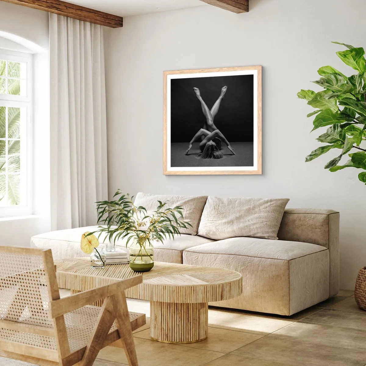 Poster in einem Rahmen aus heller Eiche - Die Geometrie der Nacktheit - 30x30 cm