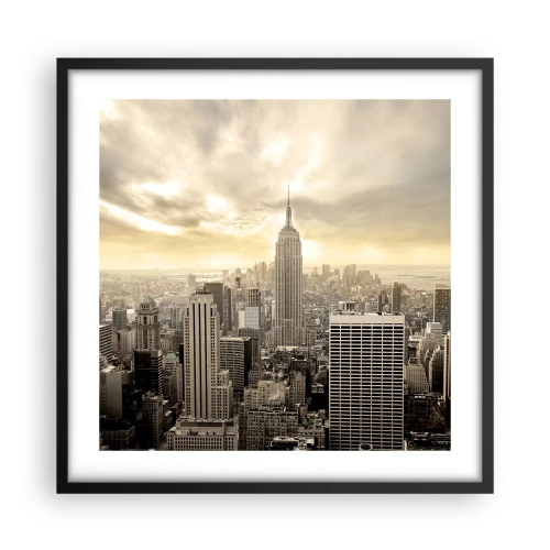 Poster in einem schwarzem Rahmen - New York aus Grau - 50x50 cm