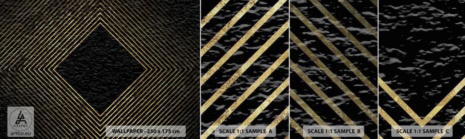 Fototapeten Muster Premium Canvas - Geometrie im glamourösen Stil - Art Deco, Modern, Glanz - 100x30 cm