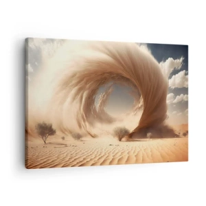 Bild auf Leinwand - Leinwandbild - Dynamischer Sandwirbel in einer Wüste mit Bäumen - 70x50cm - Geöffnetes Portal - Moderne Wanddekoration für Wohnzimmer und Schlafzimmer ARTTOR