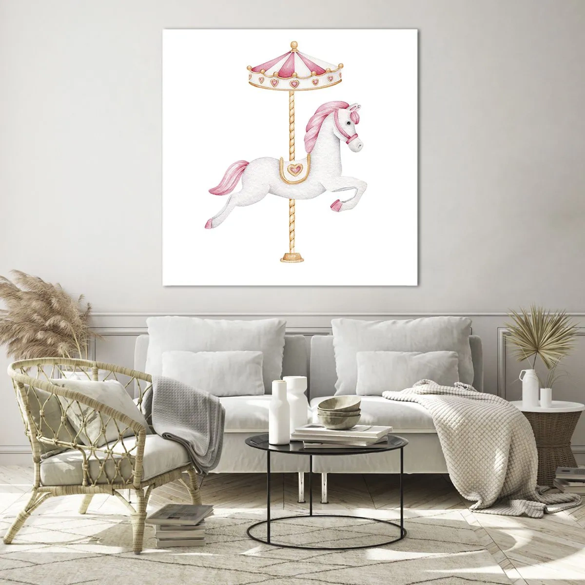 Glasbild - Bild auf glas - Er legte los - 70x70 cm