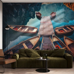 Fototapete Premium Canvas - Ich warte am Yachthafen - Landschaft, See, Tirol - 150x105 cm