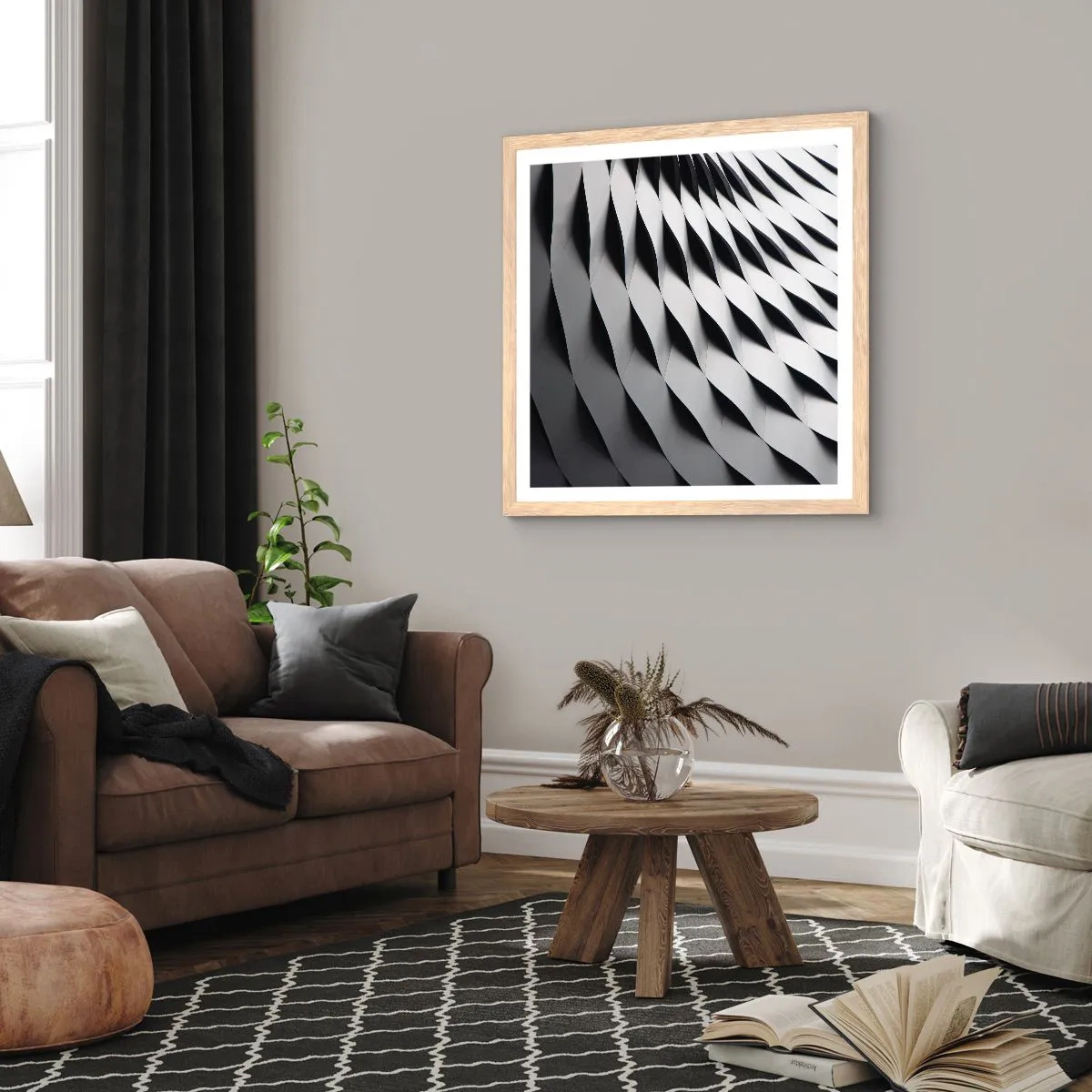 Poster in einem Rahmen aus heller Eiche - Auf der Oberfläche der Wellen - 60x60 cm