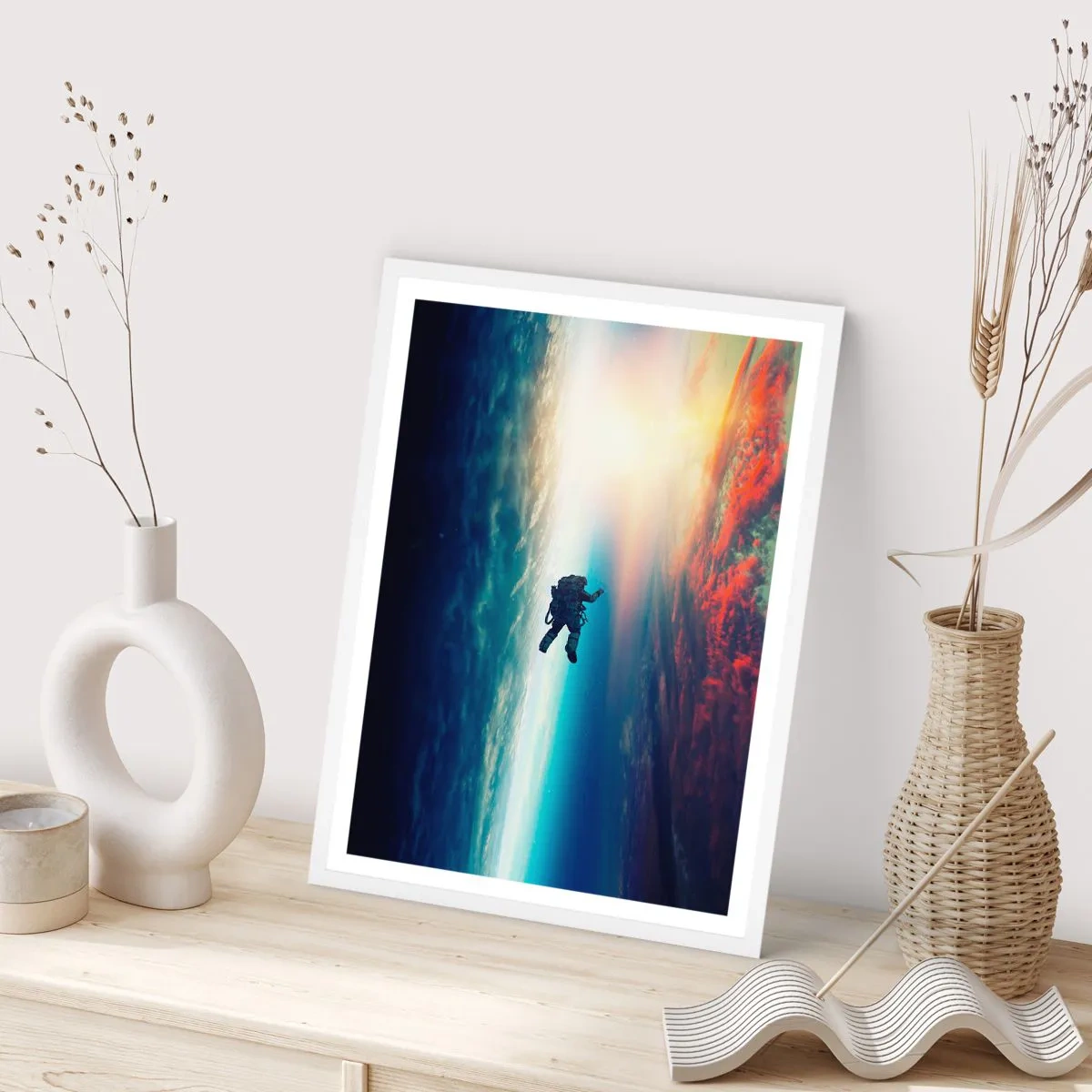Poster in einem weißen Rahmen - Sich dem Universum stellen - 50x70 cm