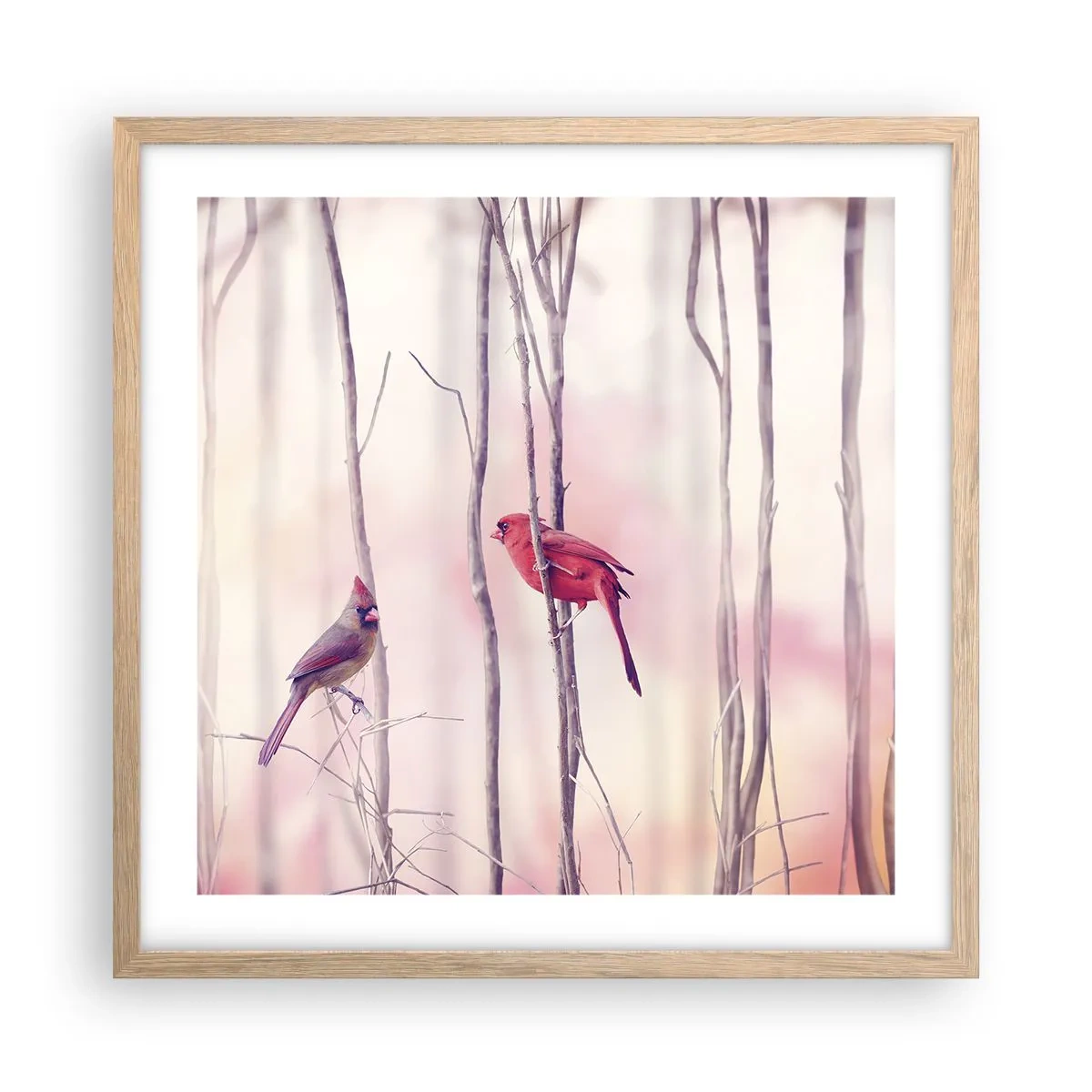 Poster in einem Rahmen aus heller Eiche - Geschichte vom rosa Wald - 50x50 cm