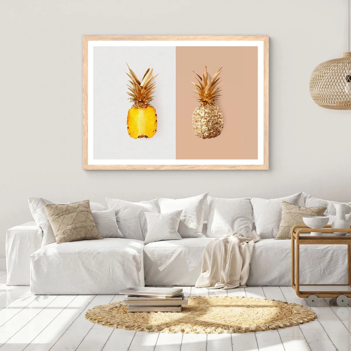Poster in einem Rahmen aus heller Eiche - Ananas für uns - 50x40 cm