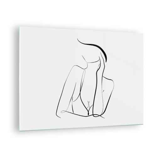 Glasbild - Bild auf glas - Eine einfache Linie, die den Umriss des Körpers in Schwarz- und Weißtönen zeigt - 70x50cm - Auf der Traumwelle - Moderne Wanddekoration für Wohnzimmer und Schlafzimmer ARTTOR