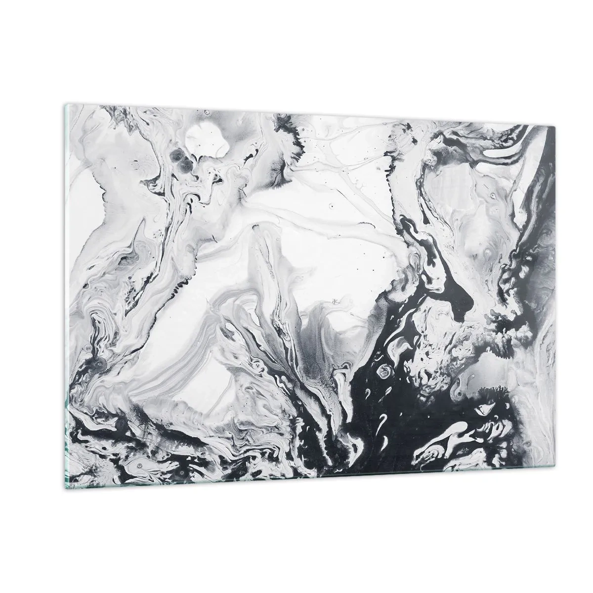 Glasbild - Bild auf glas - Monochromatische abstrakte Wellen in Schwarz- und Weißtönen - 120x80cm - Das Innere der Erde - Moderne Wanddekoration für Wohnzimmer und Schlafzimmer ARTTOR