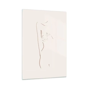 Glasbild - Bild auf glas - Eine abstrakte Linie, die die Umrisse eines Körpers in einem zarten, minimalistischen Stil darstellt. - 50x70cm - Die Form des Verlangens - Moderne Wanddekoration für Wohnzimmer und Schlafzimmer ARTTOR