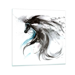 Glasbild - Bild auf glas - Schwarzer Prinz Galopp - 60x60 cm