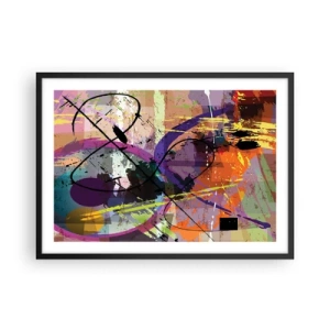 Poster in einem schwarzem Rahmen - Ein farbenfrohes abstraktes Muster mit dynamischen Linien und Formen. - 70x50cm - Du kannst geradeaus oder umhergehen - Moderne Wanddekoration für Wohnzimmer und Schlafzimmer ARTTOR