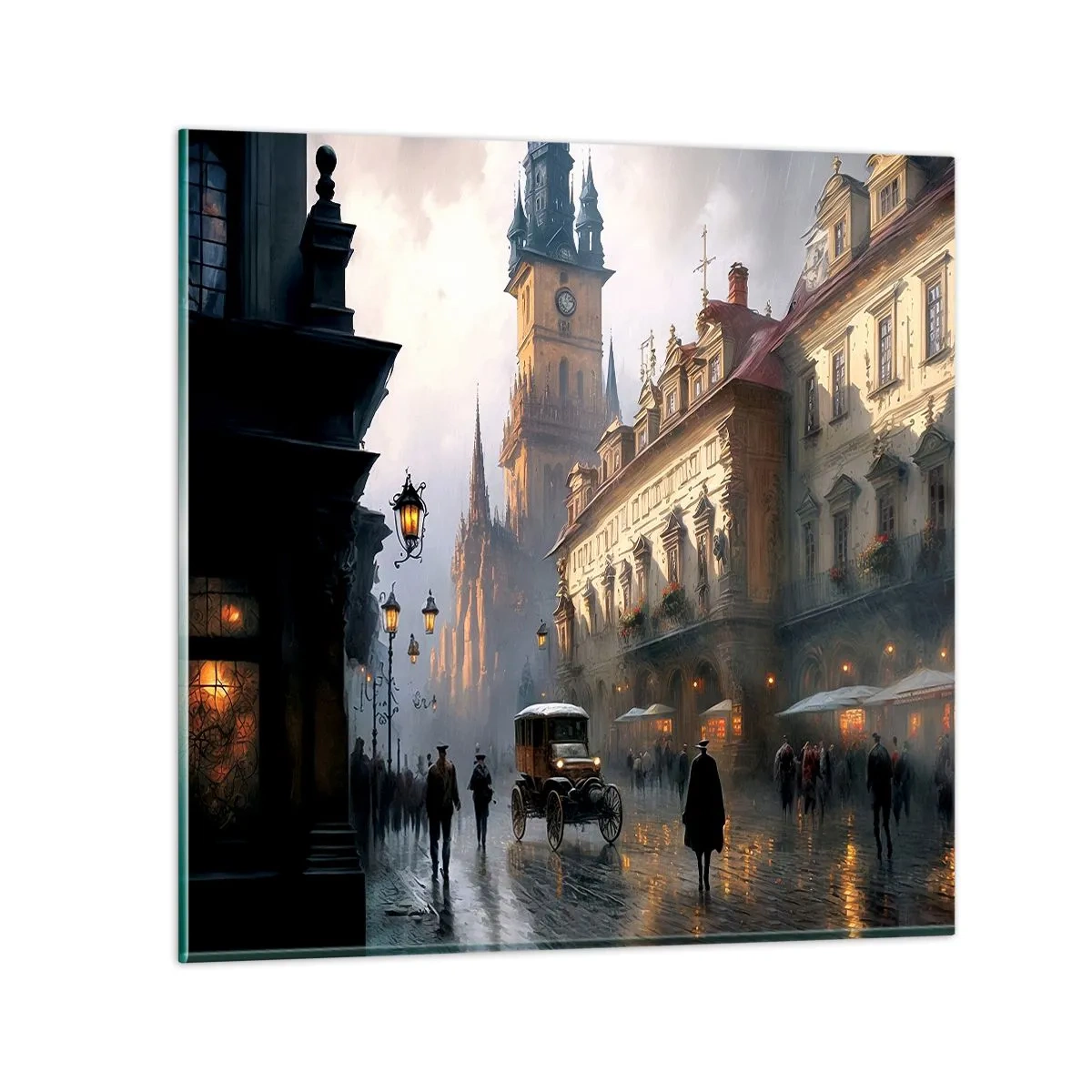 Glasbild - Bild auf glas - Charme eines Prager Abends - 30x30 cm