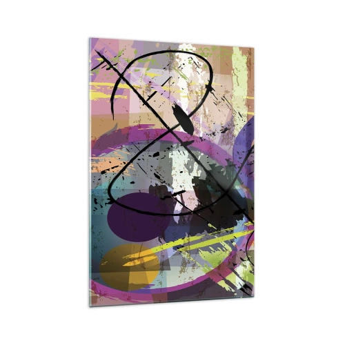 Glasbild - Bild auf glas - Ein farbenfrohes abstraktes Muster mit dynamischen Linien und Formen. - 70x100cm - Du kannst geradeaus oder umhergehen - Moderne Wanddekoration für Wohnzimmer und Schlafzimmer ARTTOR