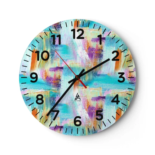 Wanduhr - Glasuhr - Fröhlicher Labyrinth-Liner - 30x30 cm