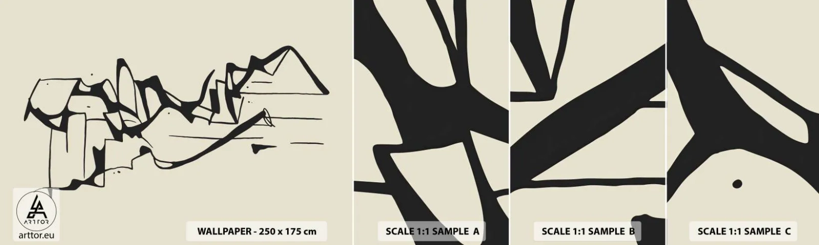 Fototapeten Muster Selbstklebend Deluxe Sticker - Vielleicht eine Landschaft - Minimalismus, Stück, Linie - 100x30 cm