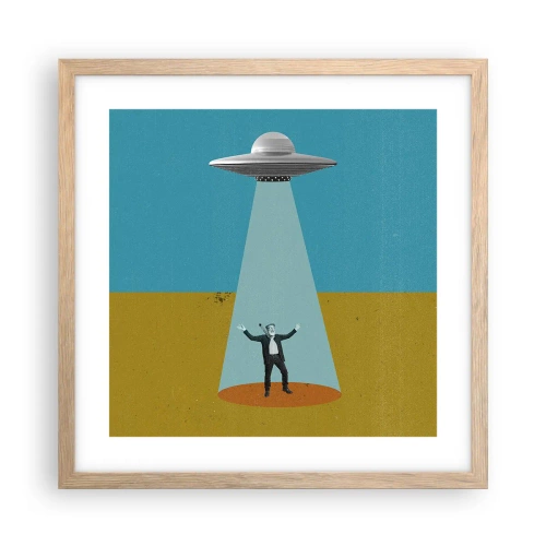 Poster in einem Rahmen aus heller Eiche - Nahe Begegnung - 40x40 cm