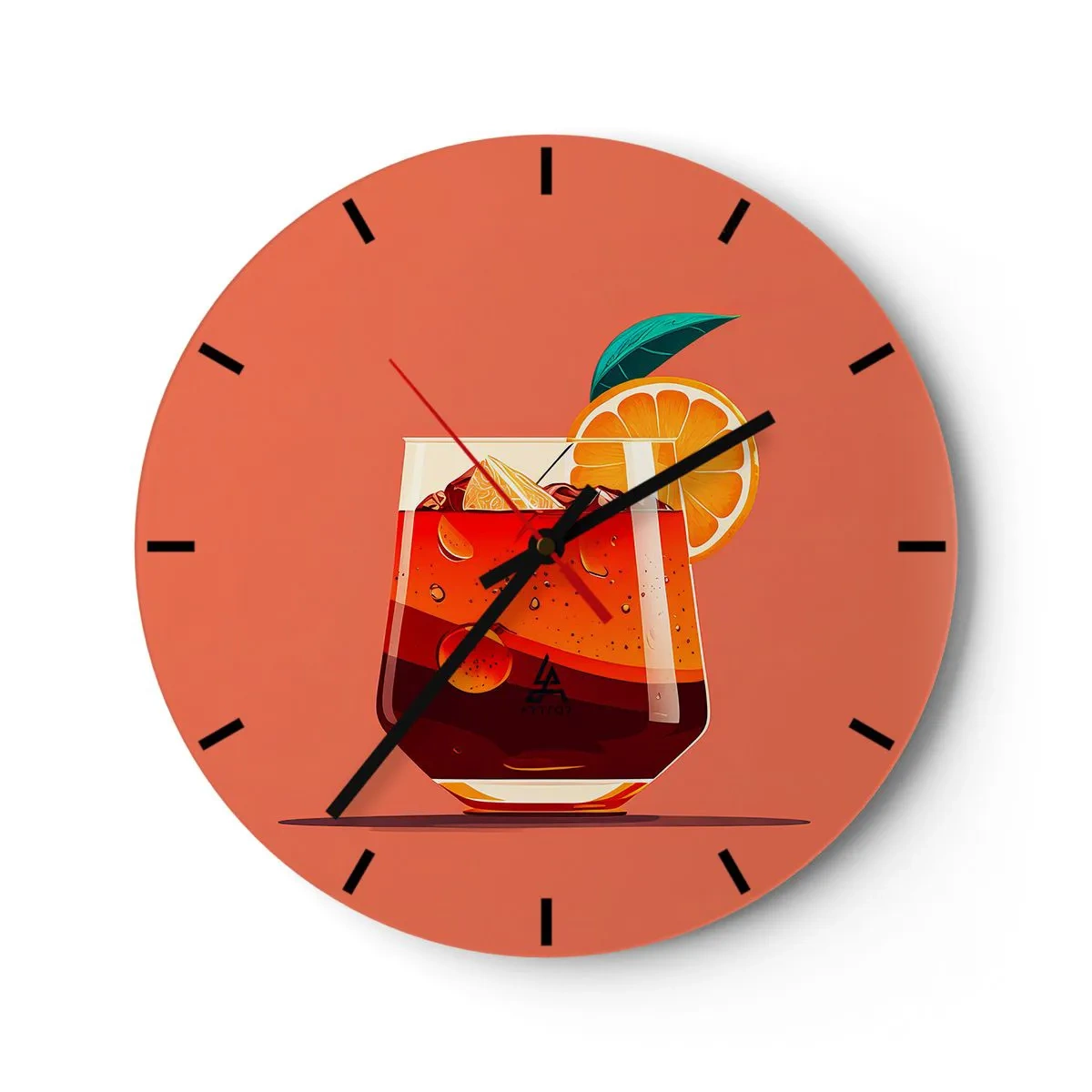 Wanduhr - Glasuhr - Ein Glas Sommergetränk mit einer Orangenscheibe und Eis - 30x30cm - Sommerliche Erfrischung - Moderne Wanddekoration für Wohnzimmer, Küche und Schlafzimmer ARTTOR