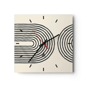 Wanduhr - Glasuhr - Abstraktes geometrisches Muster mit symmetrischen Linien auf hellem Hintergrund - 30x30cm - In einem Moment ... - Moderne Wanddekoration für Wohnzimmer und Schlafzimmer ARTTOR