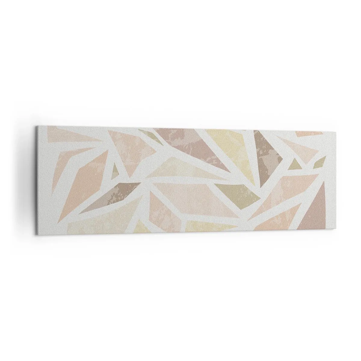 Bild auf Leinwand - Leinwandbild - Abstrakte geometrische Formen in Pastellfarben - 160x50cm - Buntglas-Komposition - Moderne Wanddekoration für Wohnzimmer und Schlafzimmer ARTTOR