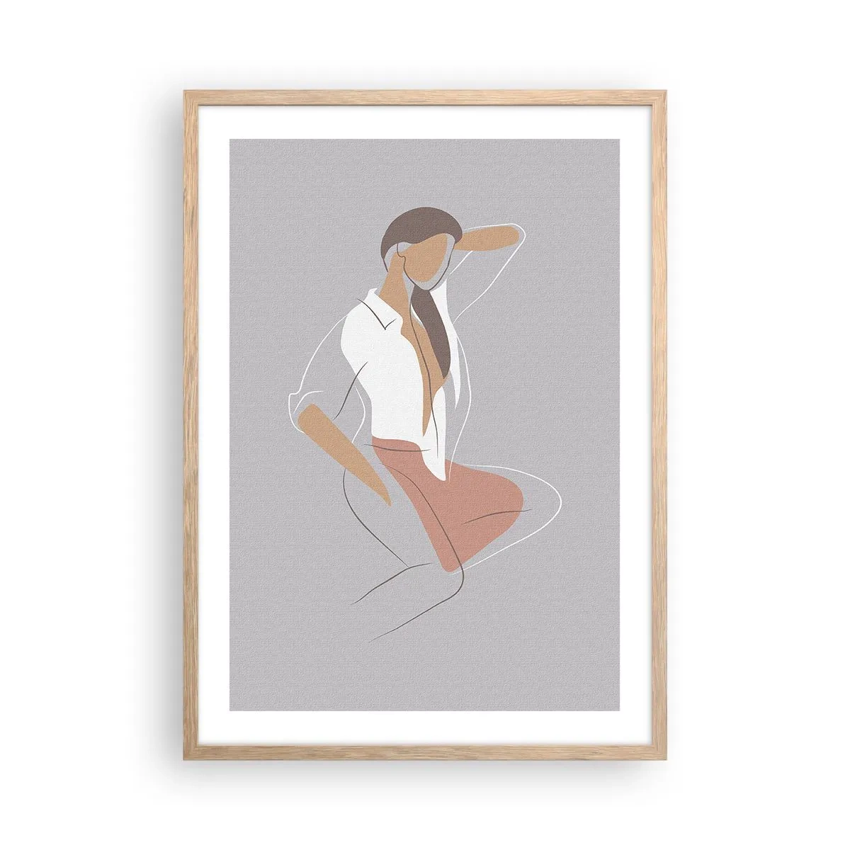 Poster in einem Rahmen aus heller Eiche - Umriss der Anmut - 50x70 cm