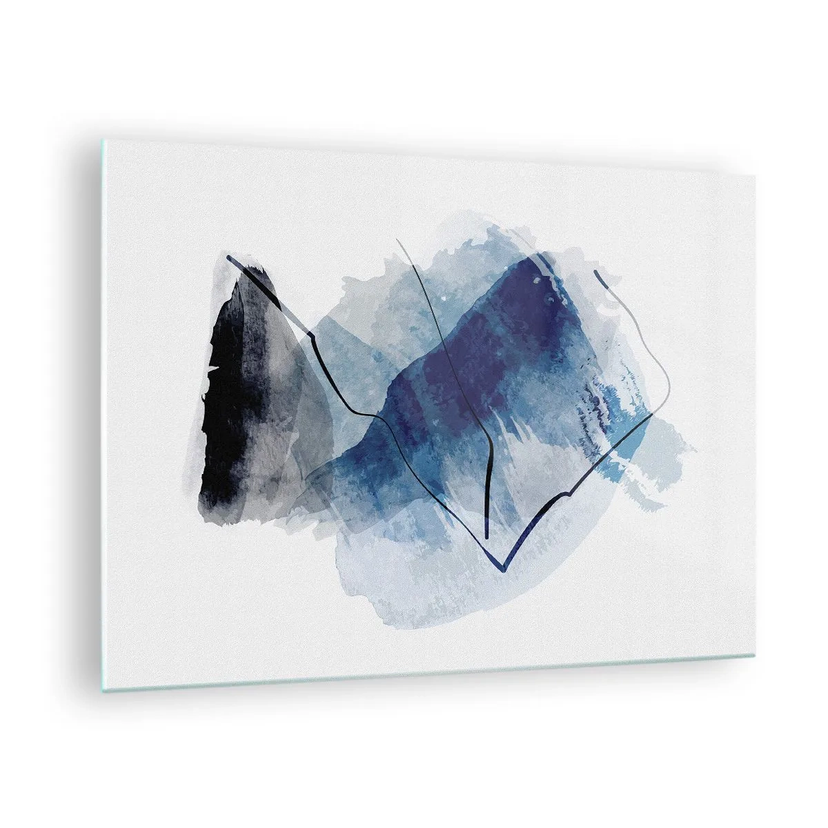 Glasbild - Bild auf glas - Abstrakte Komposition in Blautönen - 70x50cm - Eisberg - Moderne Wanddekoration für Wohnzimmer und Schlafzimmer ARTTOR