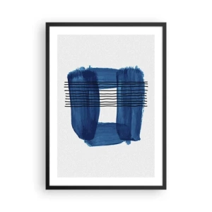 Poster in einem schwarzem Rahmen - Abstrakte Komposition in Blautönen - 50x70cm - Blaue und schwarze Komposition - Moderne Wanddekoration für Wohnzimmer und Schlafzimmer ARTTOR
