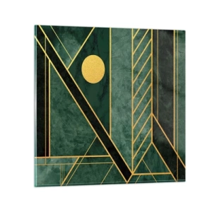 Glasbild - Bild auf glas - Dynamik von Gold und Azurblau - 30x30 cm