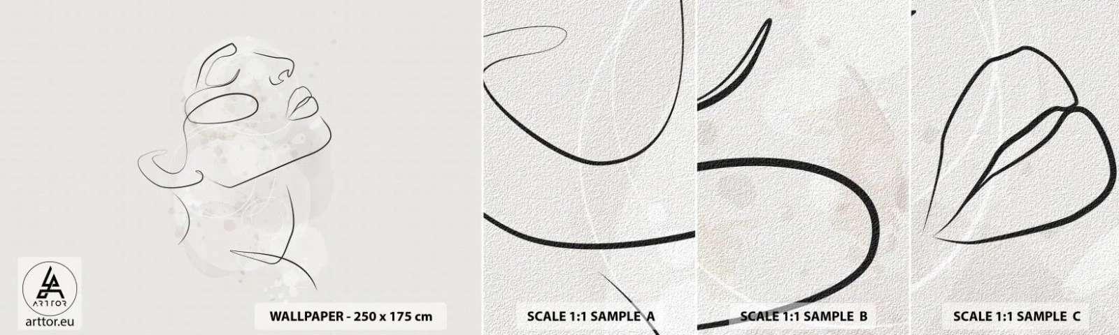 Fototapetenmuster Standard Eco - Die Umrisse eines Traums - Das Gesicht einer Frau, Frau, Grafik - 100x30 cm