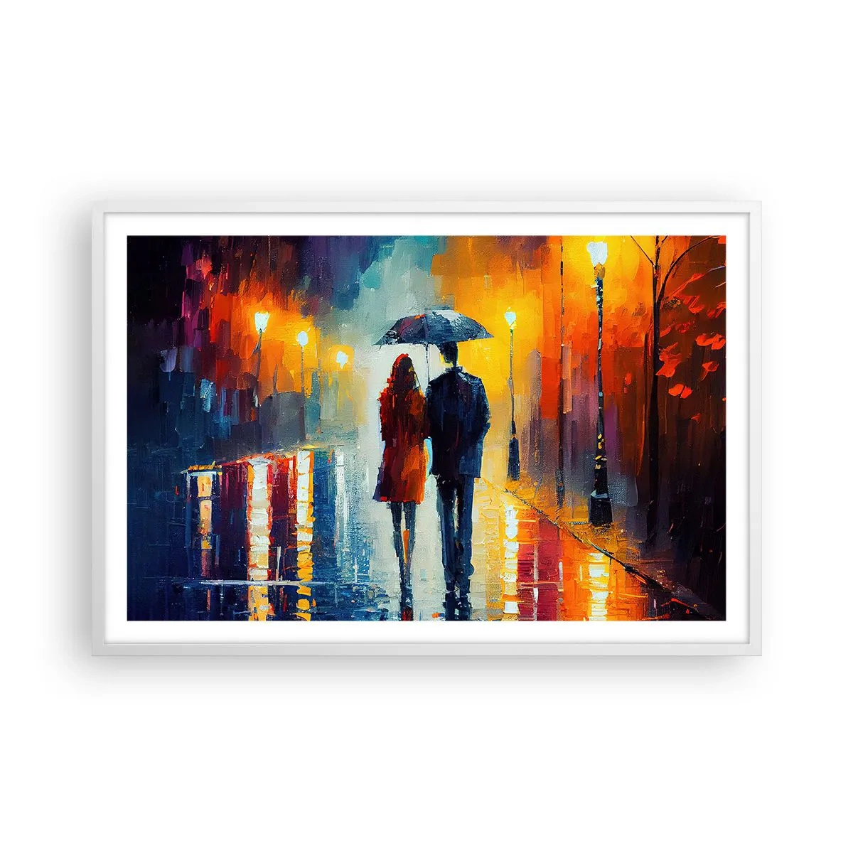 Poster in einem weißen Rahmen - Gemeinsam – eine bunte Nacht - 91x61 cm