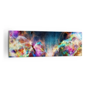 Bild auf Leinwand - Leinwandbild - Bunte Lichtblitze in einer abstrakten Komposition - 160x50cm - Freudig gegen die Dunkelheit - Moderne Wanddekoration für Wohnzimmer und Schlafzimmer ARTTOR