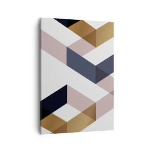 Bild auf Leinwand - Leinwandbild - Geometrische Muster in Gold- und Marineblautönen - 50x70cm - Ebenen und Winkel - Moderne Wanddekoration für Wohnzimmer und Schlafzimmer ARTTOR