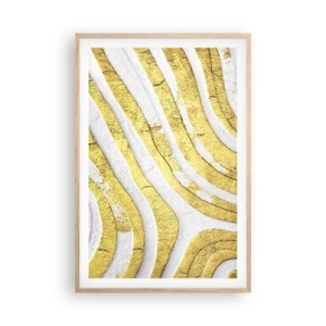 Poster in einem Rahmen aus heller Eiche - Komposition in Weiß und Gold - 61x91 cm