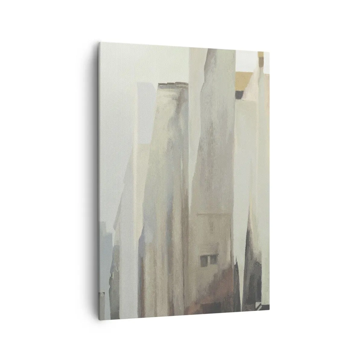 Bild auf Leinwand - Leinwandbild - Abstraktes Stadtbild in Pastelltönen - 70x100cm - Traum von der Stadt - Moderne Wanddekoration für Wohnzimmer und Schlafzimmer ARTTOR