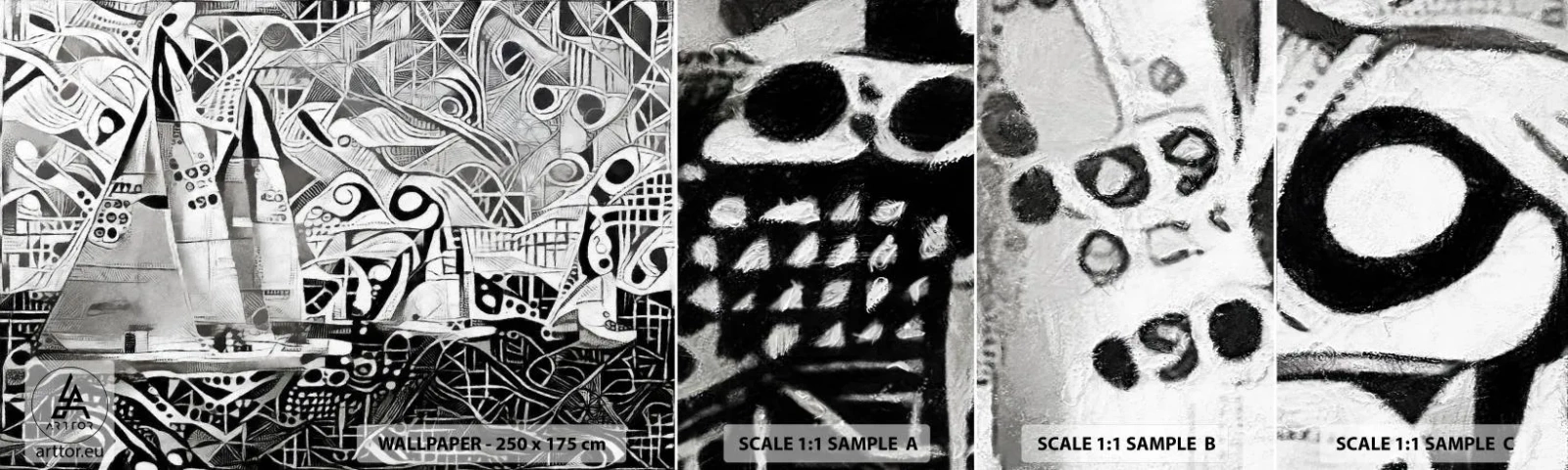 Fototapeten Muster Selbstklebend Deluxe Sticker - Zwischen den Wellen - Segeln, Kubismus, Stück - 100x30 cm