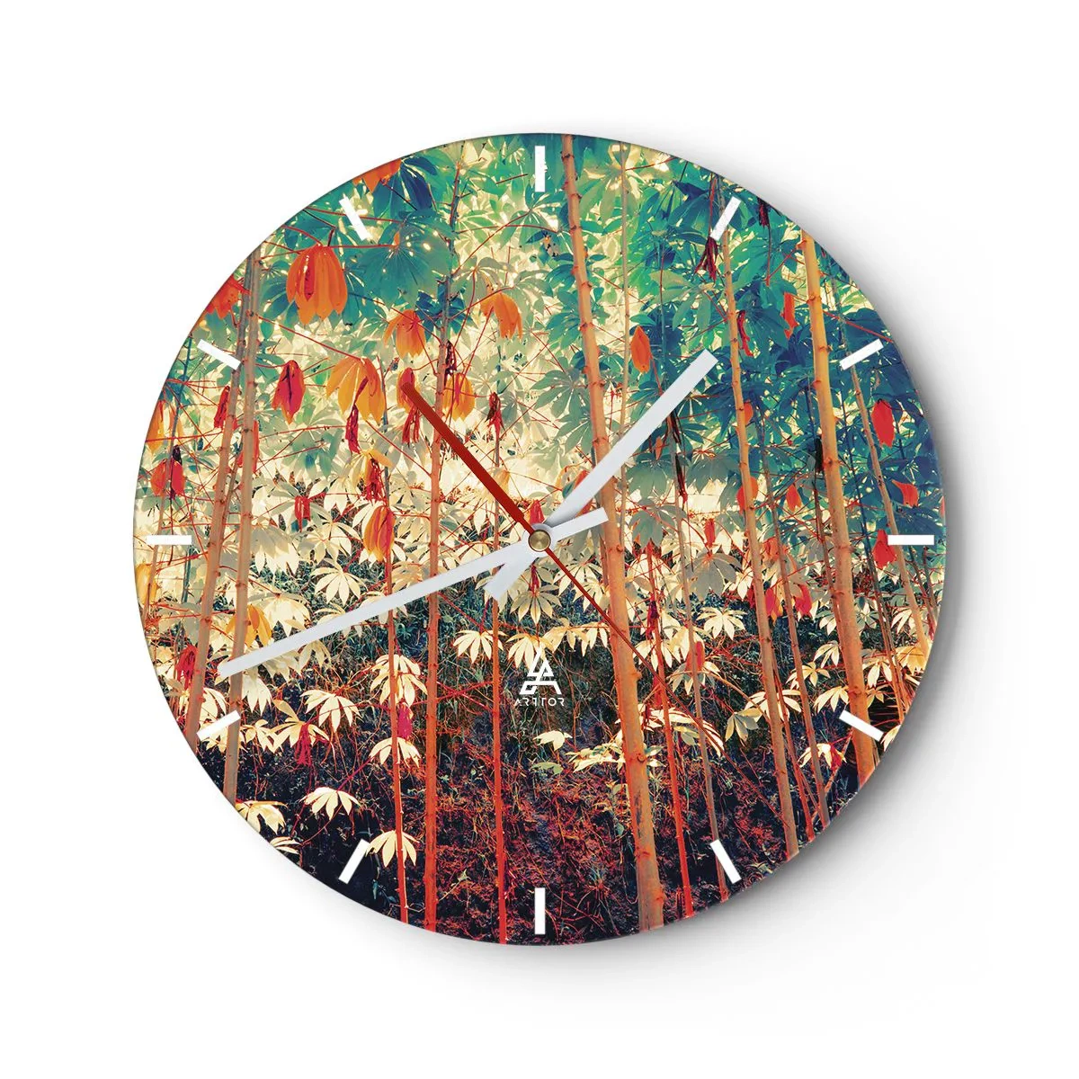 Wanduhr - Glasuhr - Das geheime Leben der Blätter - 40x40 cm