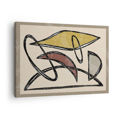 Bild auf Leinwand - Leinwandbild - Abstraktion mit geometrischen Formen und gedämpften Farben - 70x50cm - Vertikale und Horizontale - Moderne Wanddekoration für Wohnzimmer und Schlafzimmer ARTTOR