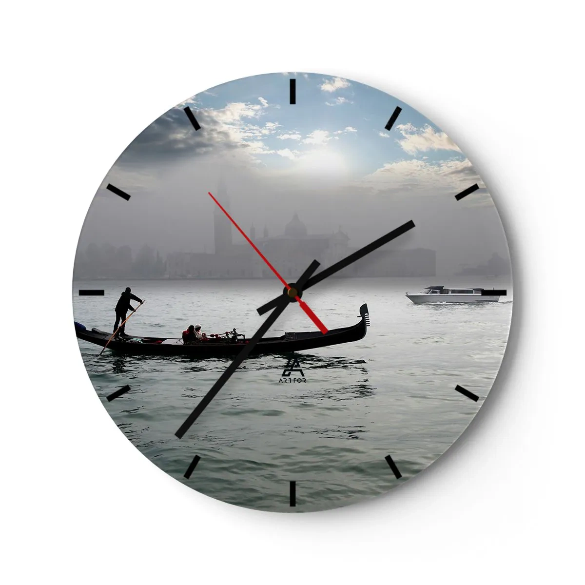 Wanduhr - Glasuhr - Eine fabelhafte Stadt aus Wasser und Nebel - 40x40 cm