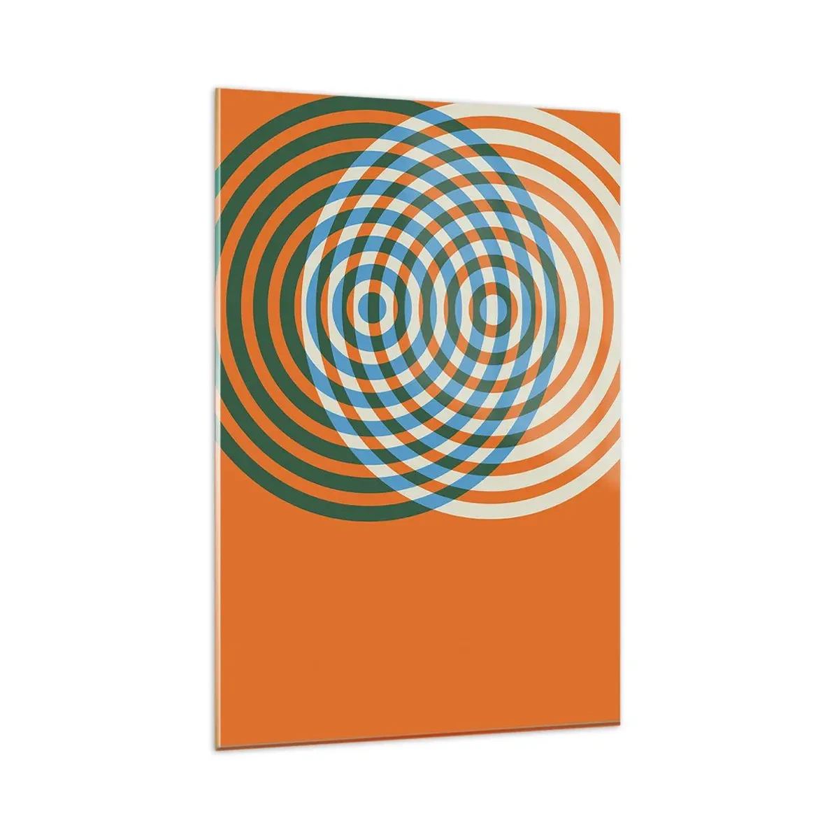 Glasbild - Bild auf glas - Konzentrische Kreise auf orangefarbenem Hintergrund - 80x120cm - Abstrakte kreisförmige Variation - Moderne Wanddekoration für Wohnzimmer und Schlafzimmer ARTTOR